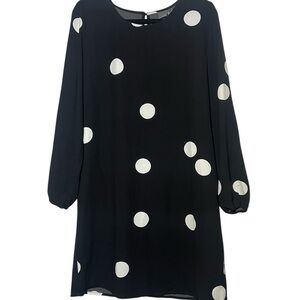 Elegant Black and White Polka Dot Midi Dress M NWT